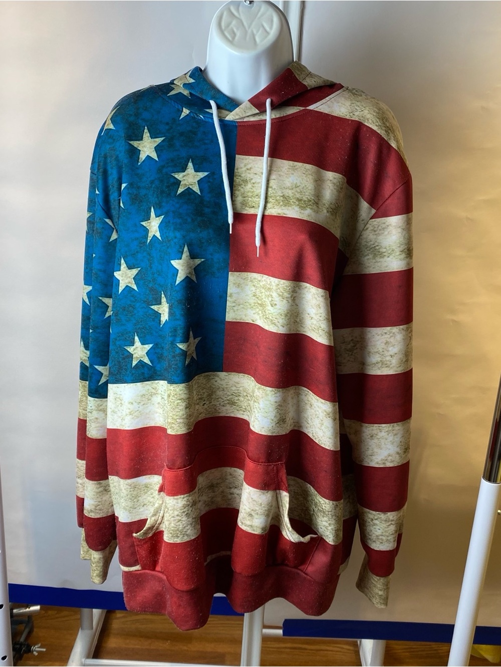 American Flag Hoodie Sweatshirt - Red, Blue & White